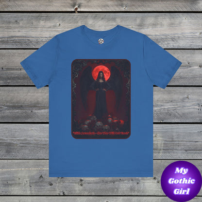 “Lilith Ascendant — She Who Will Not Kneel.” Graphic T-Shirt – Alt Aesthetic Poetic Goth Street-wear