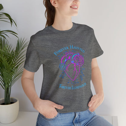 "FOREVER HAUNTED, FOREVER LUMINOUS"  Gothic Graphic T-Shirt – Alt Aesthetic Poetic Goth Streetwear