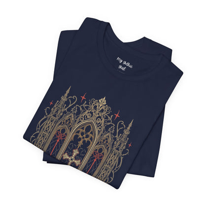 Gothic Cathedral Skull Tee — Dark Floral Skull T-Shirt