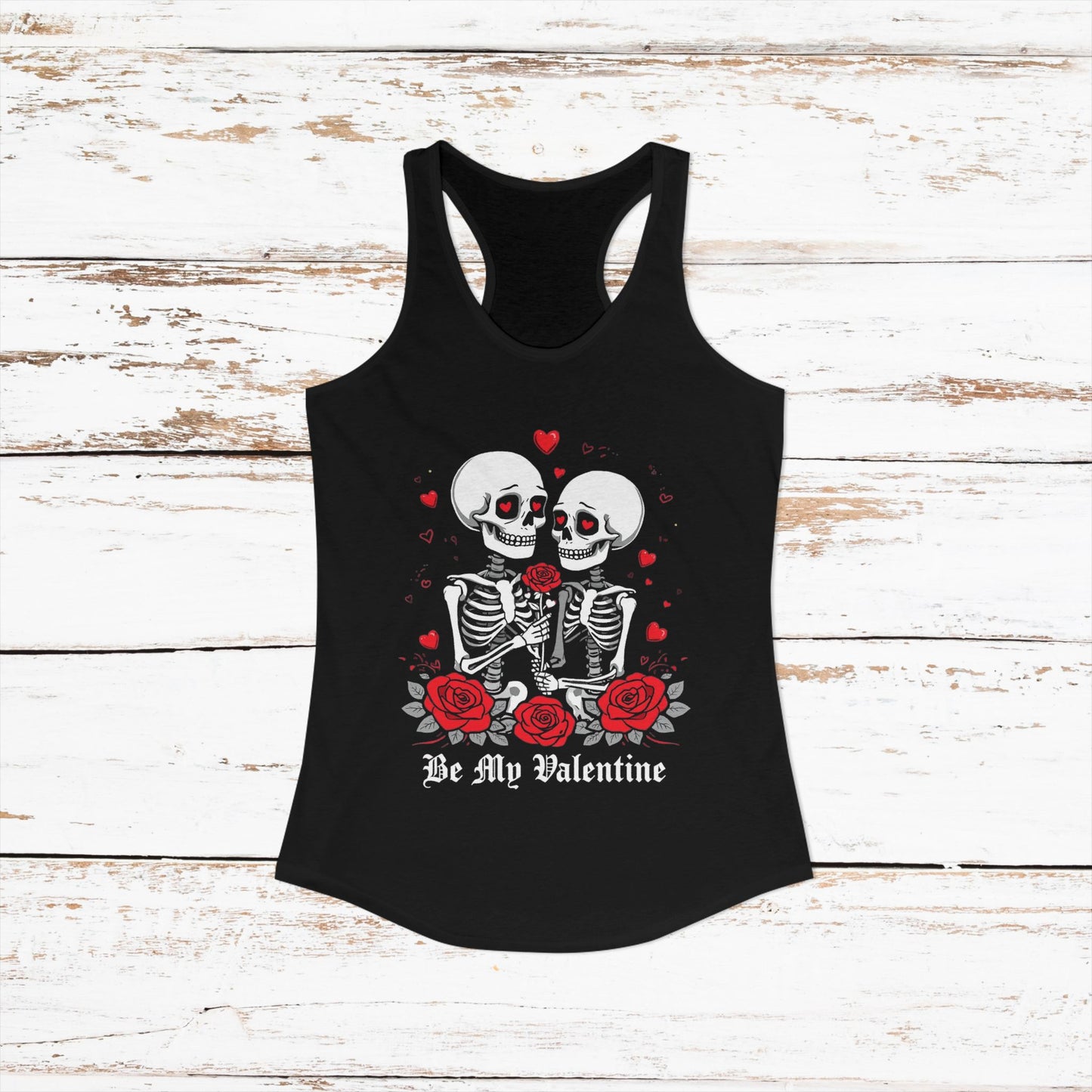 Cute Gothic Skeleton Romance Shirt — Women's Racerback Tank