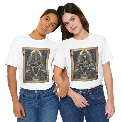 Skeleton King Playing Card Graphic Tee — Gothic Skull Throne T-Shirt