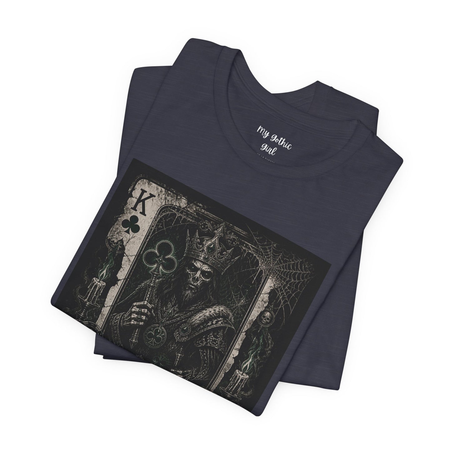 King of Clubs Gothic Playing Card Tee — Dark Skull Poker Graphic T-Shirt