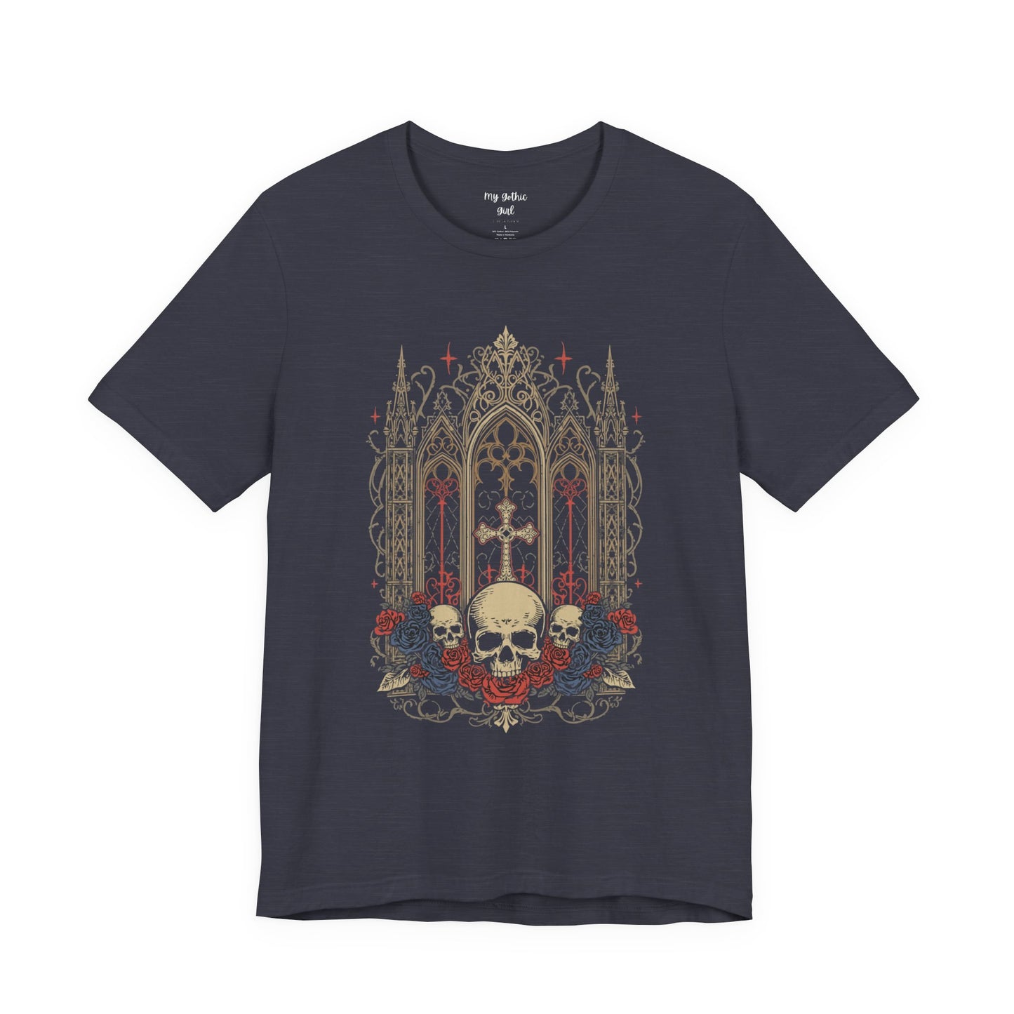 Gothic Cathedral Skull Tee — Dark Floral Skull T-Shirt