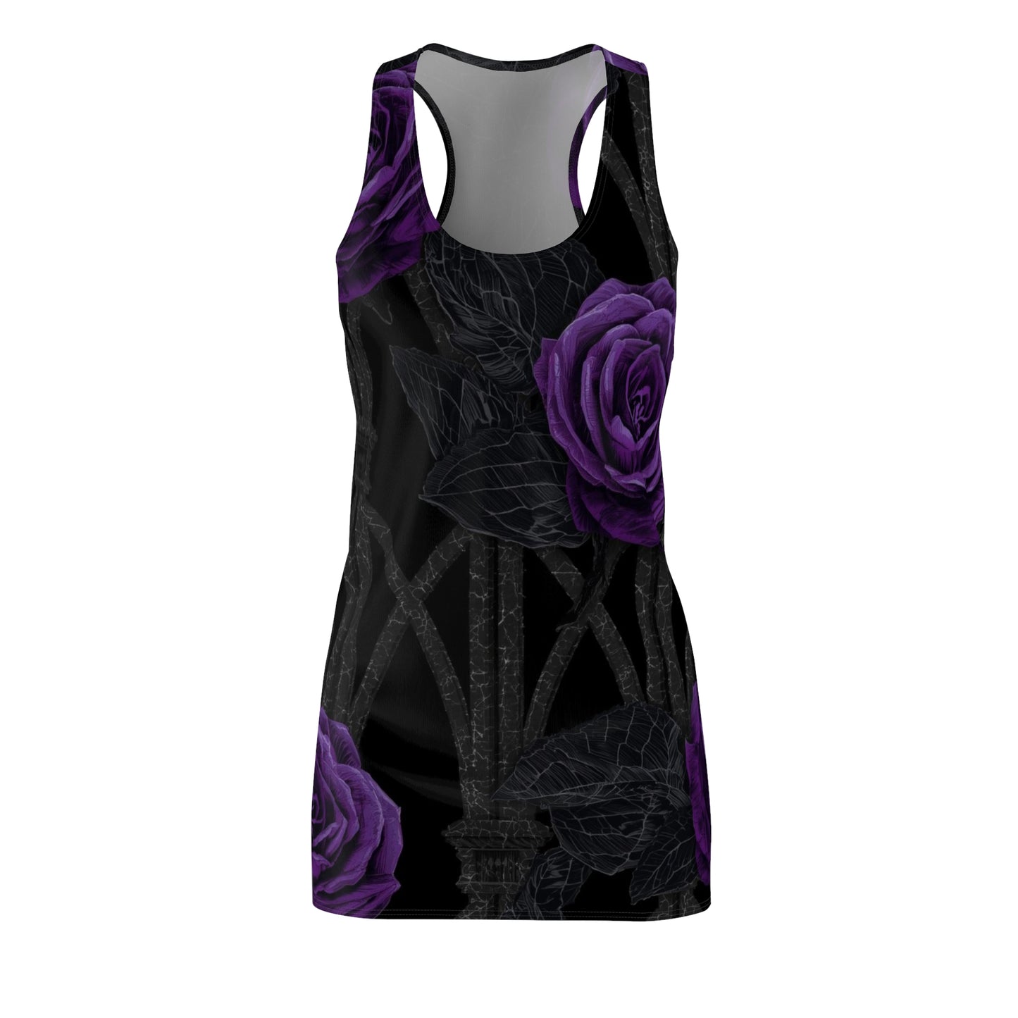 Purple Rose Gothic Racerback Dress — Women's Floral AOP Dress