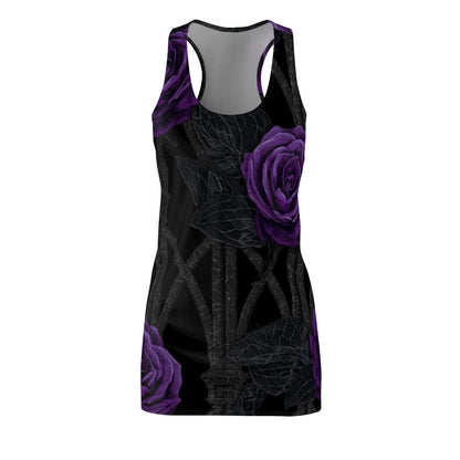 Purple Rose Gothic Racerback Dress — Women's Floral AOP Dress