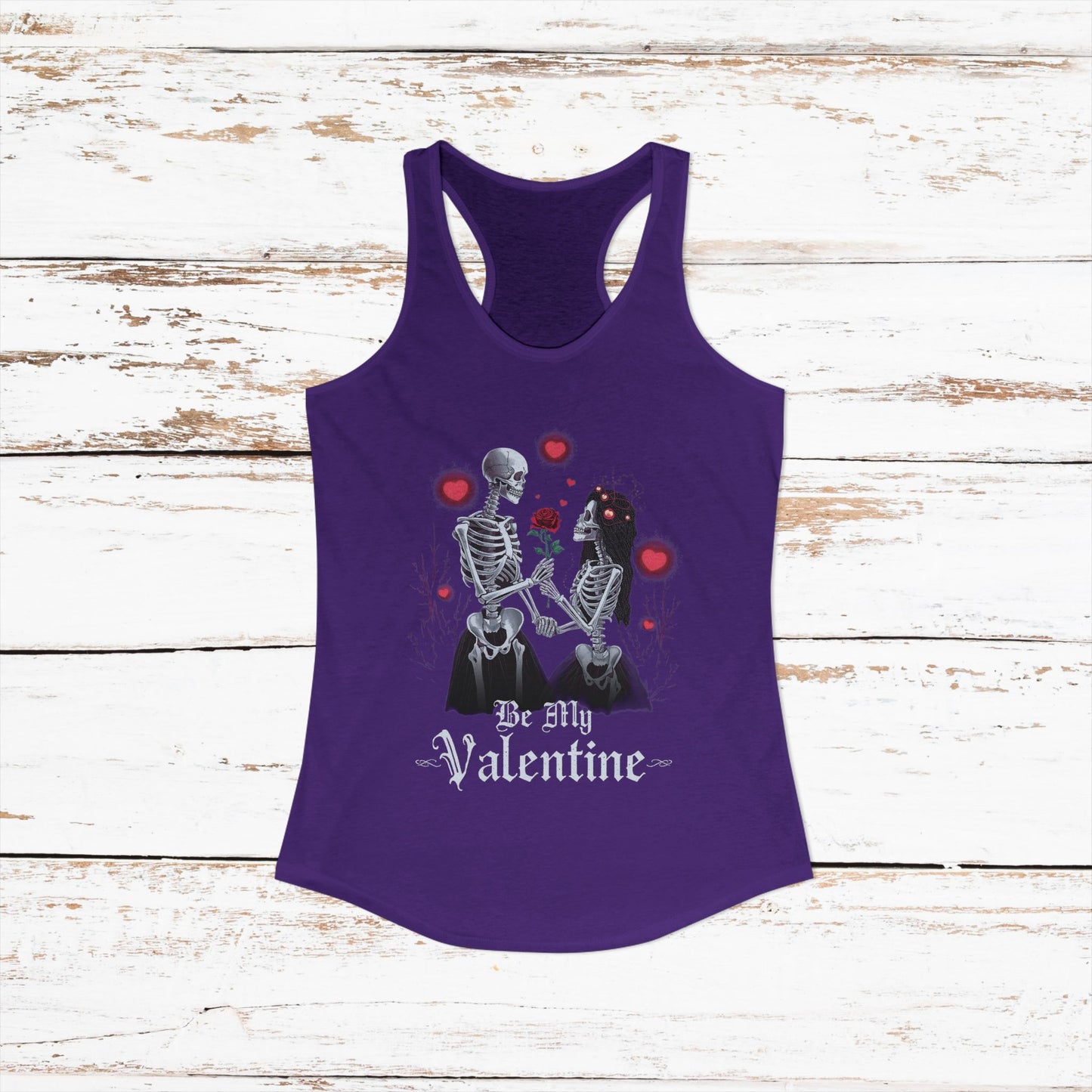 Cute Gothic Skeleton Romance Shirt — Women's Racerback Tank