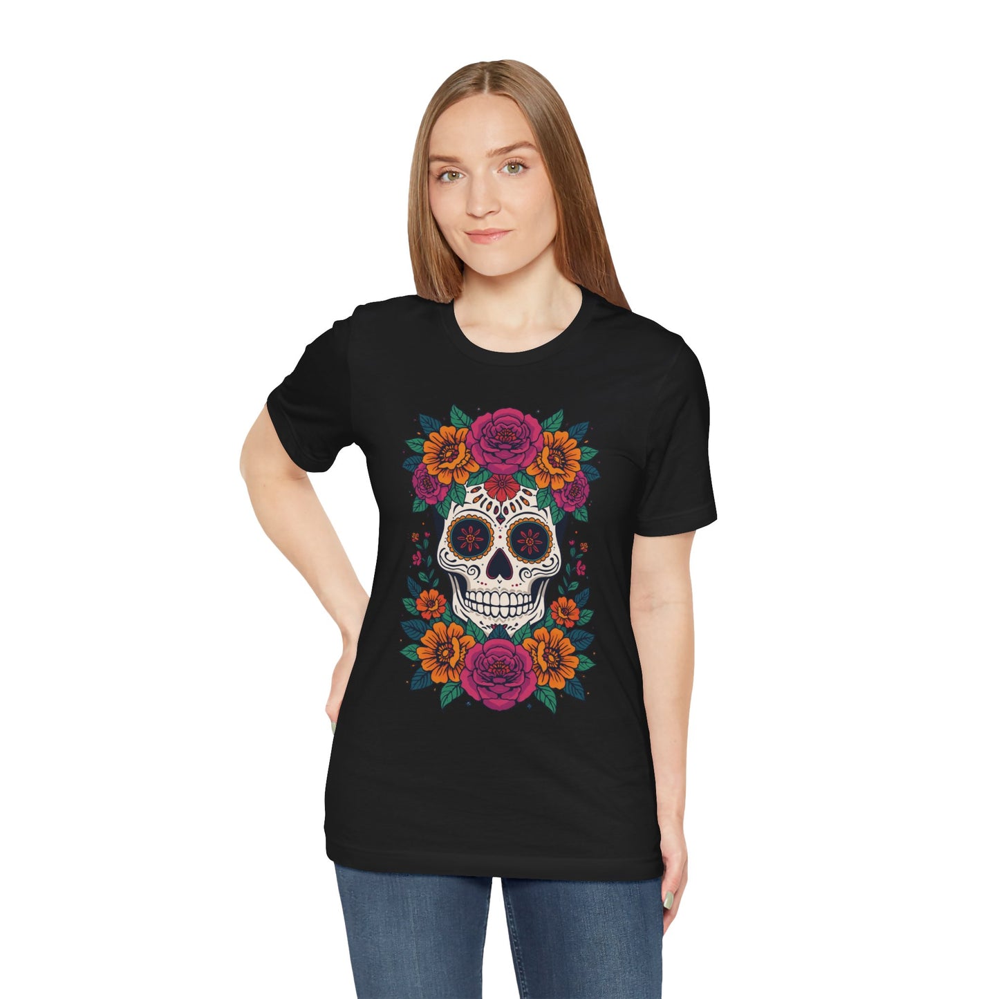 Sugar Skull Floral Tee — Day of the Dead Skull T-Shirt