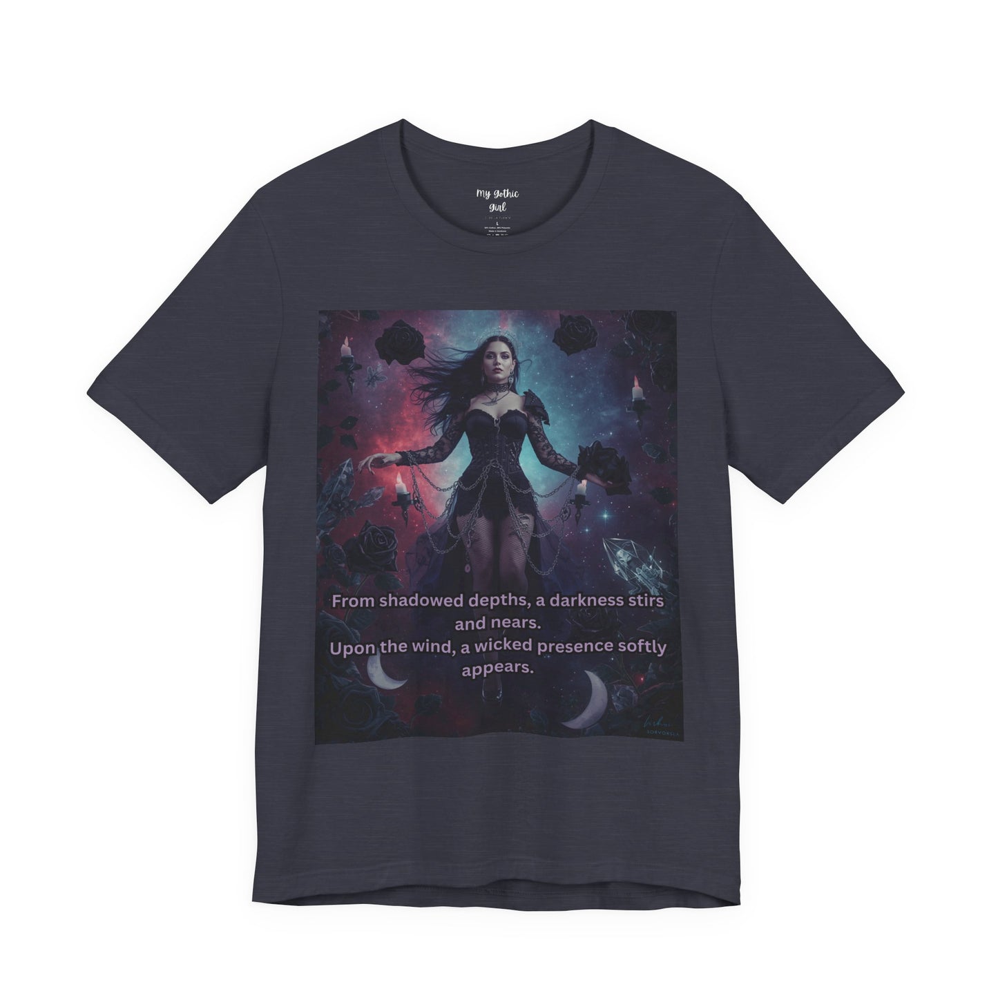 Fantasy Witch T‑Shirt — "From shadowed depths..." Mystical Gothic Tee