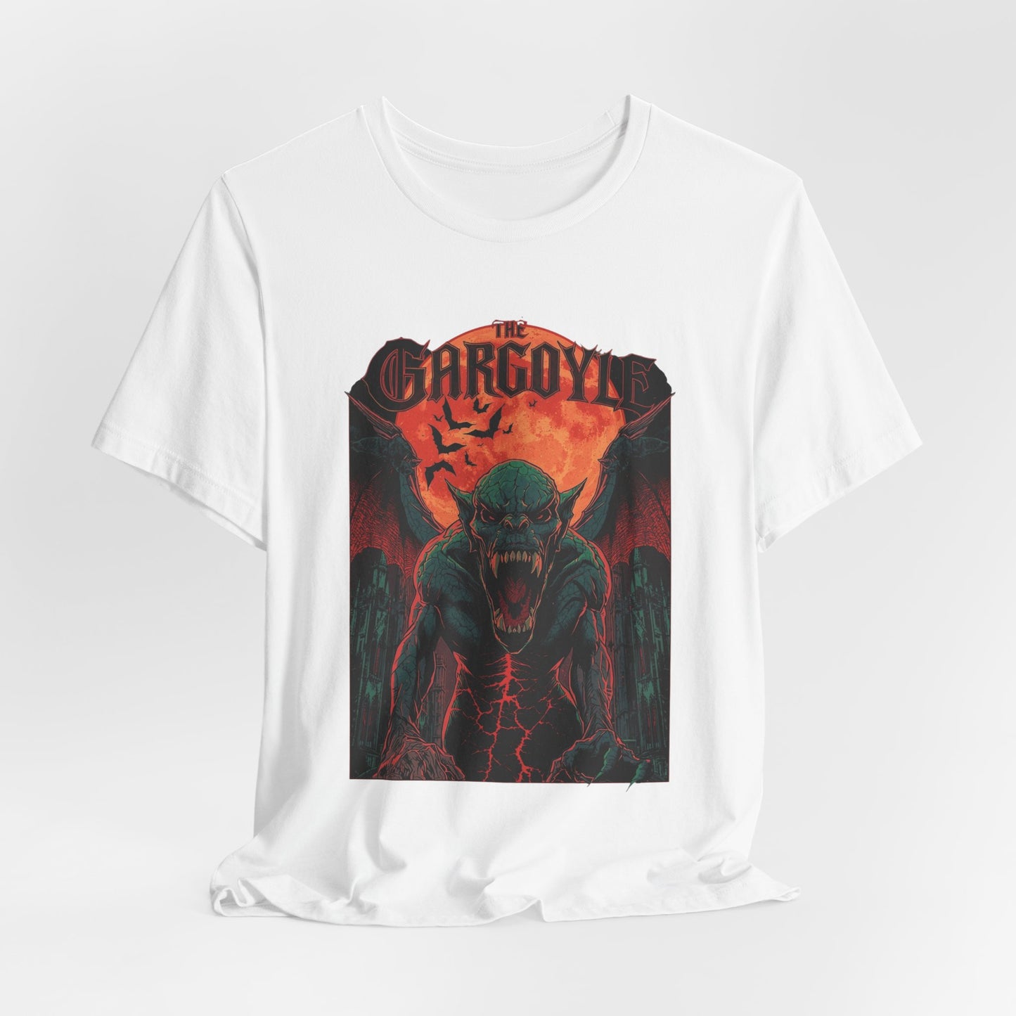 "The Gargoyle" — Dark Gothic Winged Statue Graphic Tee Design