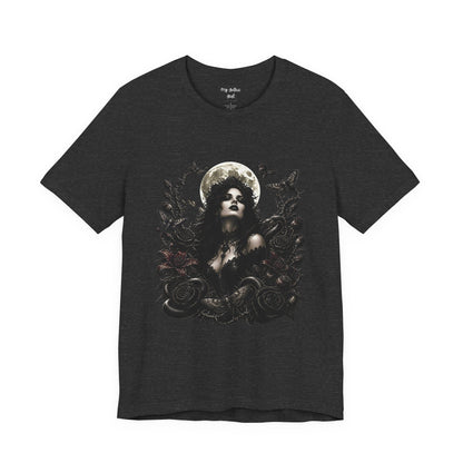 Gothic Moon Goddess Tee – Dark Floral Occult Graphic T-Shirt