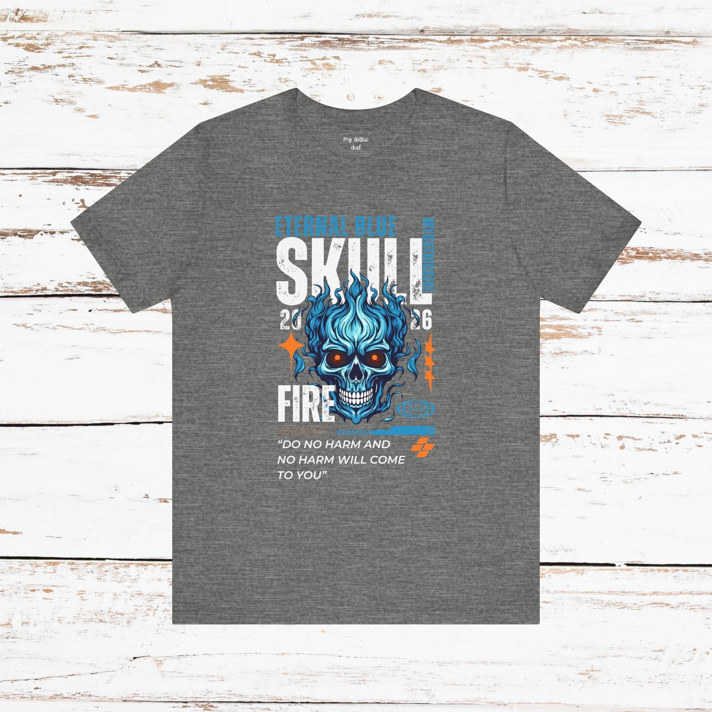Eternal Blue Skull Flame Gothic Tee