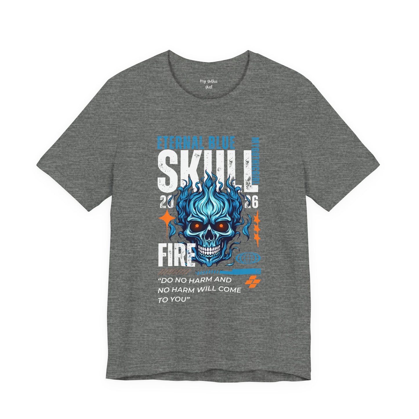 Eternal Blue Skull Flame Gothic Tee