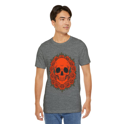 "ORANGE SKULL & ROSES"  Gothic Graphic T-Shirt – Alt Aesthetic Poetic Goth Streetwear