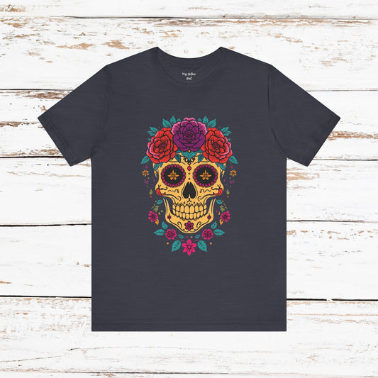 Day of the Dead Sugar Skull Tee — Floral Calavera Graphic T-Shirt