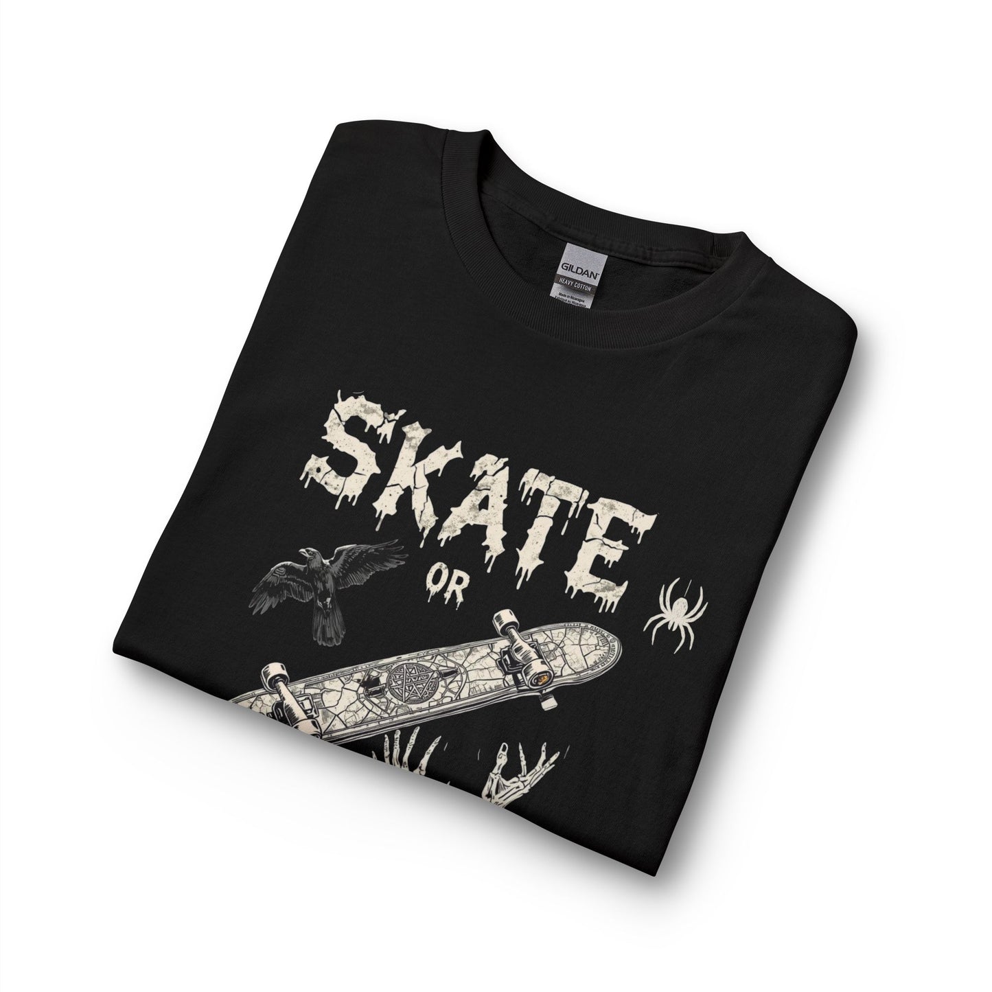 Skate or Die Long Sleeve Shirt — Gothic Skull Skateboard Tee