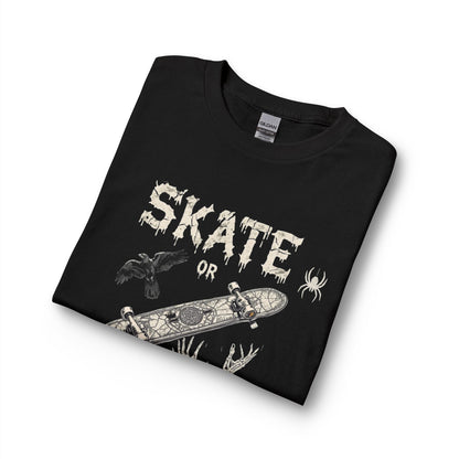 Skate or Die Long Sleeve Shirt — Gothic Skull Skateboard Tee