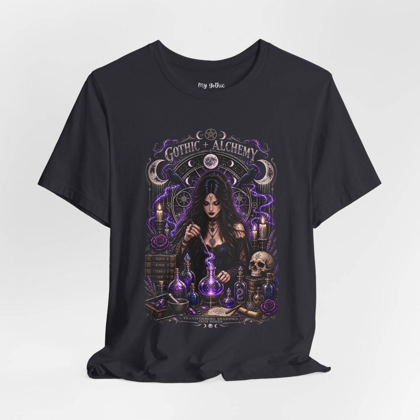 Gothic Alchemy T-Shirt — Witch Potion Skull Graphic Tee