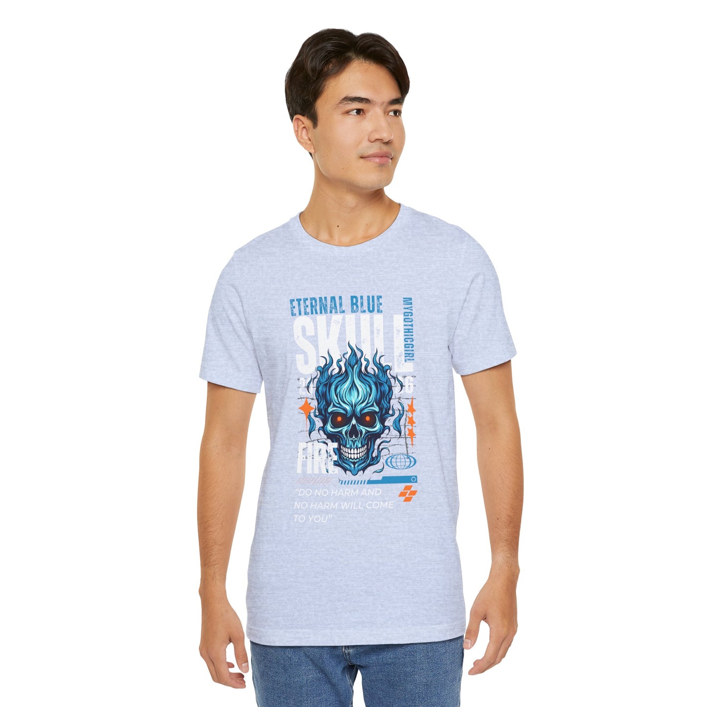Eternal Blue Skull Flame Gothic Tee