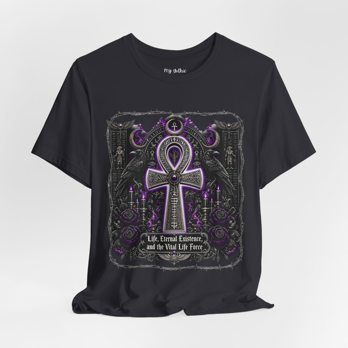 Ankh Gothic Tee — Life, Eternal Continuity & Vital Life Force Graphic T-Shirt