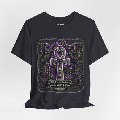 Ankh Gothic Tee — Life, Eternal Continuity & Vital Life Force Graphic T-Shirt