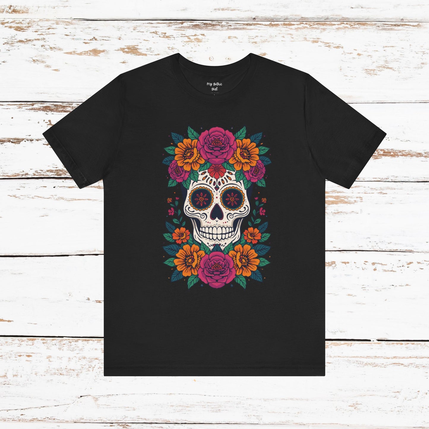 Sugar Skull Floral Tee — Day of the Dead Skull T-Shirt