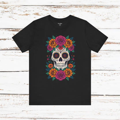 Sugar Skull Floral Tee — Day of the Dead Skull T-Shirt