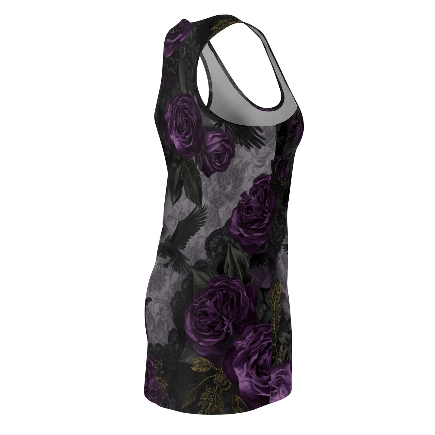 Gothic Raven & Purple Rose Racerback Dress