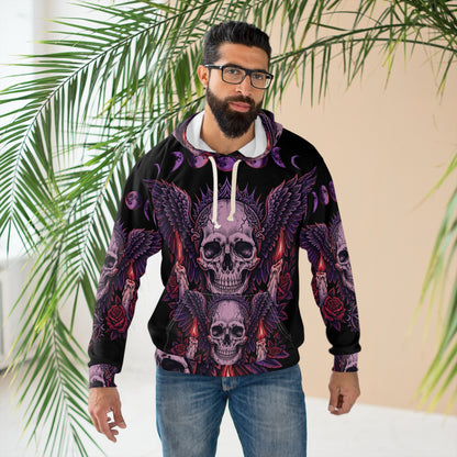 Winged Moon Skull All-Over-Print Hoodie — 'My Gothic Girl' Gothic Hooded Sweatshirt