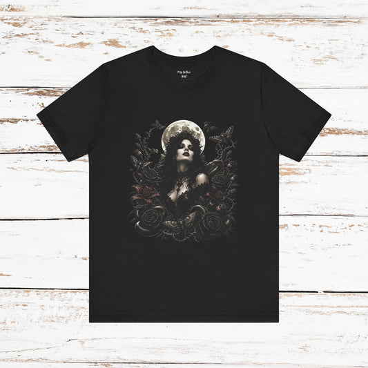 Copy of Gothic Moon Goddess Tee – Dark Floral Occult Graphic T-Shirt