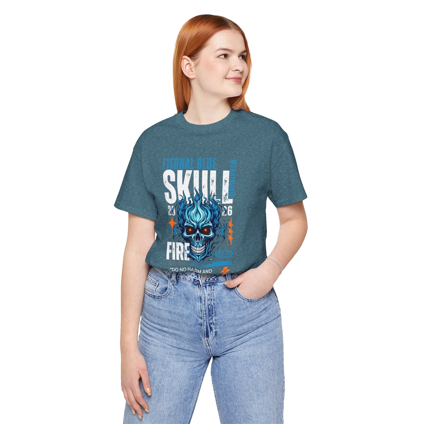 Eternal Blue Skull Flame Gothic Tee
