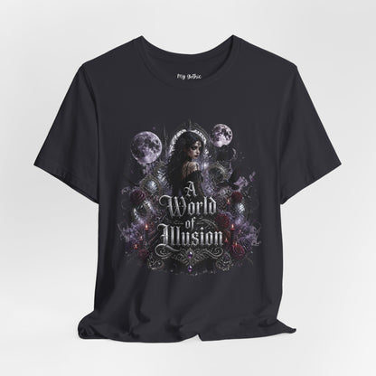 Gothic Moonlight Tee — "A World of Illusion" Graphic T-Shirt