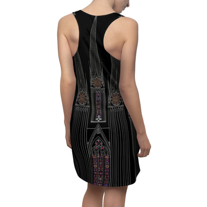 Gothic Cathedral Racerback Dress — Stained Glass Black AOP