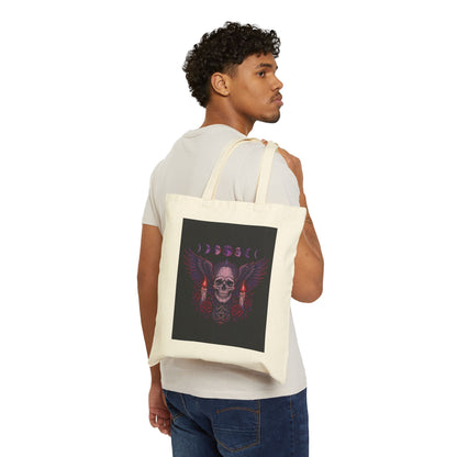 Winged Moon Skull Tote — 'My Gothic Girl' Canvas Tote Bag