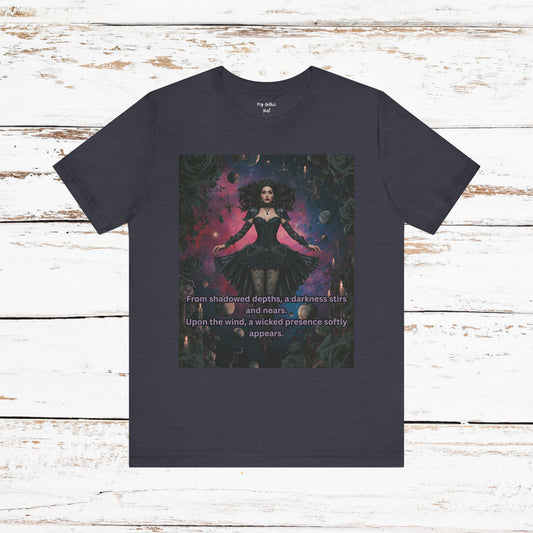 Gothic Sorceress Tee — "From shadowed depths..." Dark Fantasy Graphic T-Shirt