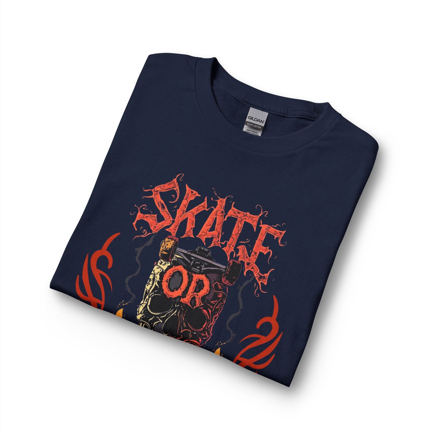 Skate or Die Long Sleeve Shirt — Gothic Skull Skateboard Tee