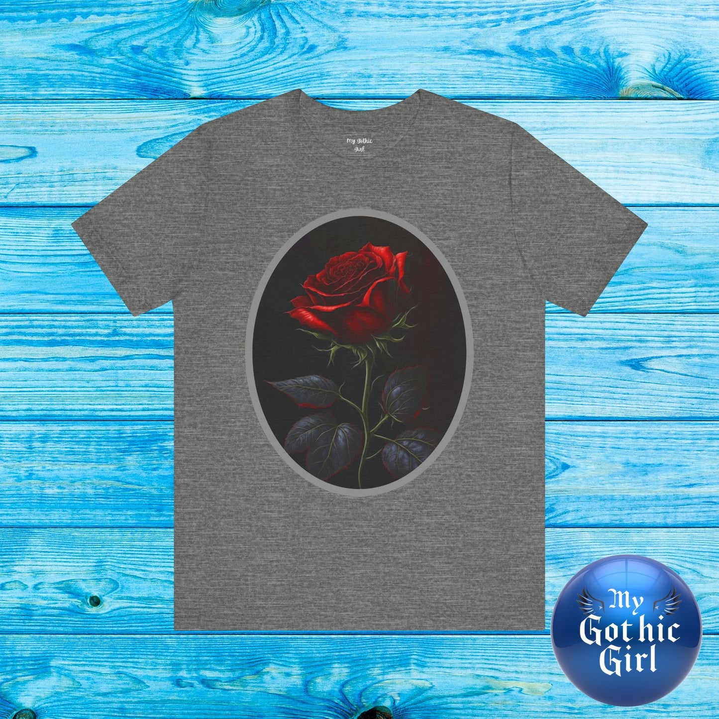 My Gothic Girl T-Shirts for Women & Men "Linda's Red Rose" Dark Aesthetic & Alternative Tees – My Gothic Girl