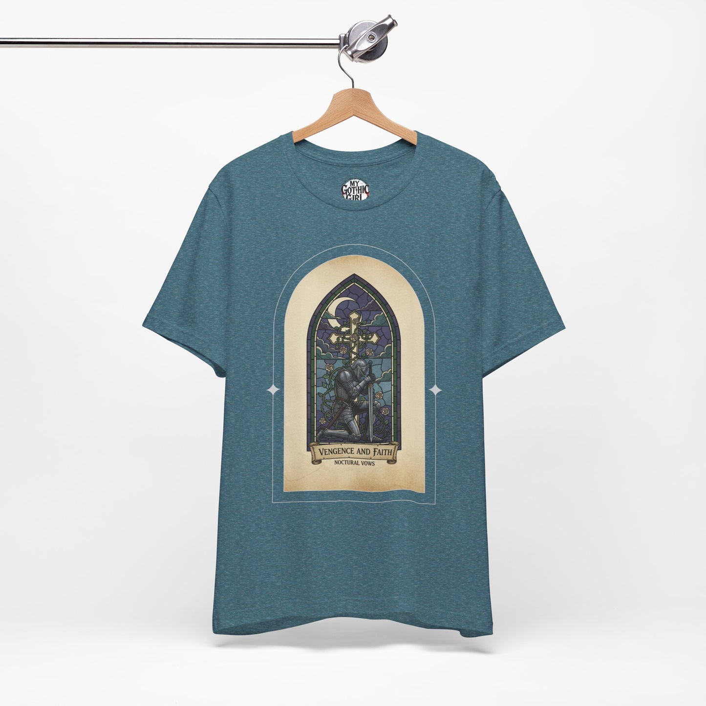 "Vengeance and Faith"  Gothic Graphic T-Shirt – Alt Aesthetic Poetic Goth Streetwear