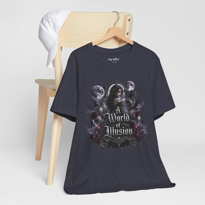 Gothic Moonlight Tee — "A World of Illusion" Graphic T-Shirt