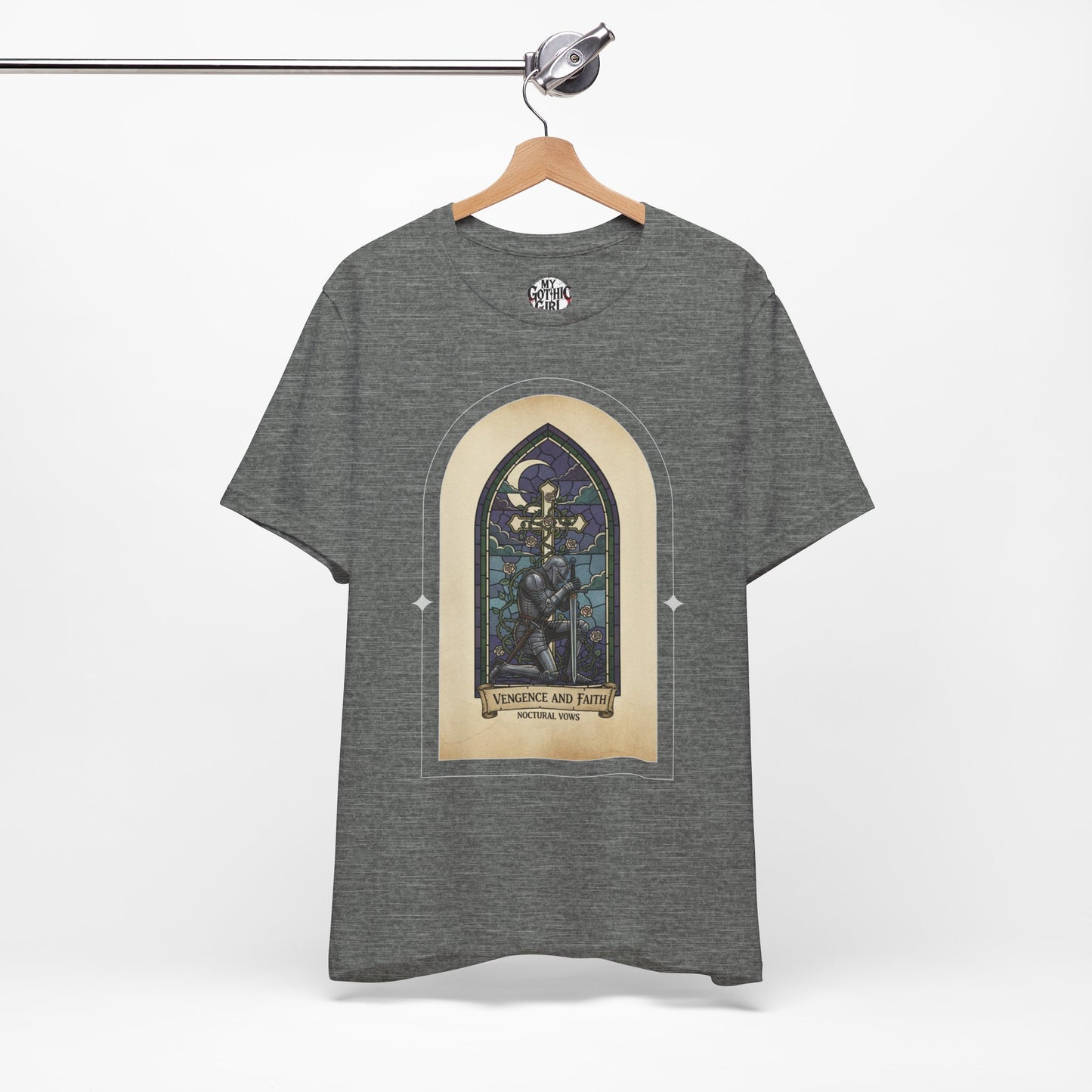 "Vengeance and Faith"  Gothic Graphic T-Shirt – Alt Aesthetic Poetic Goth Streetwear