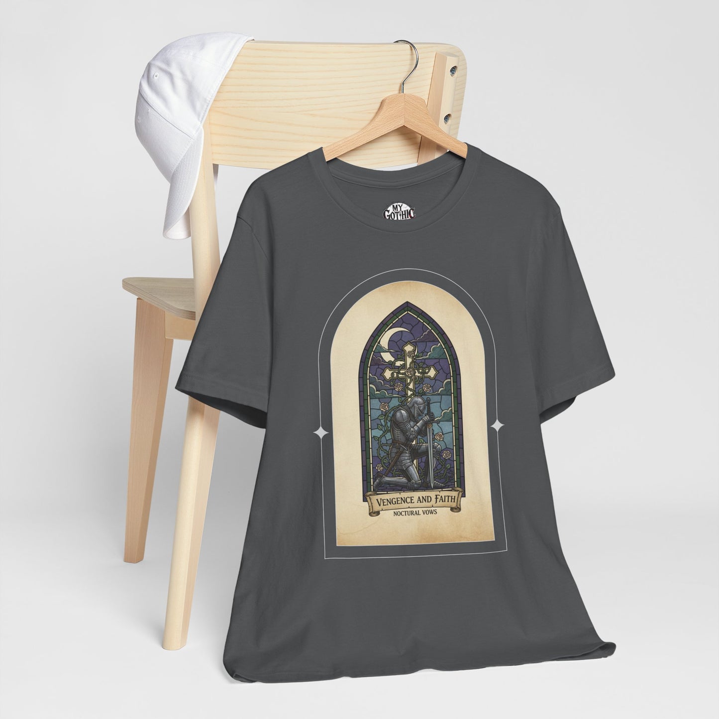 "Vengeance and Faith"  Gothic Graphic T-Shirt – Alt Aesthetic Poetic Goth Streetwear
