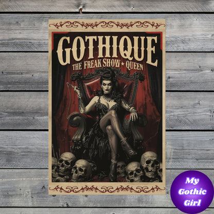 Gothique “The Freak Show Queen” Rolled Poster — Dark Circus Wall Art