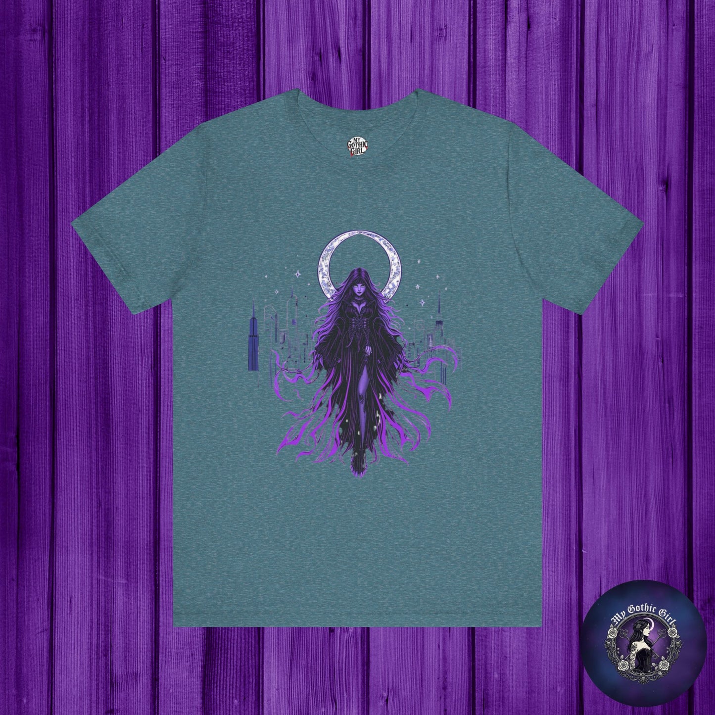 “Celestial Enchantress”  Gothic Graphic T-Shirt – Alt Aesthetic Poetic Goth Street-wear