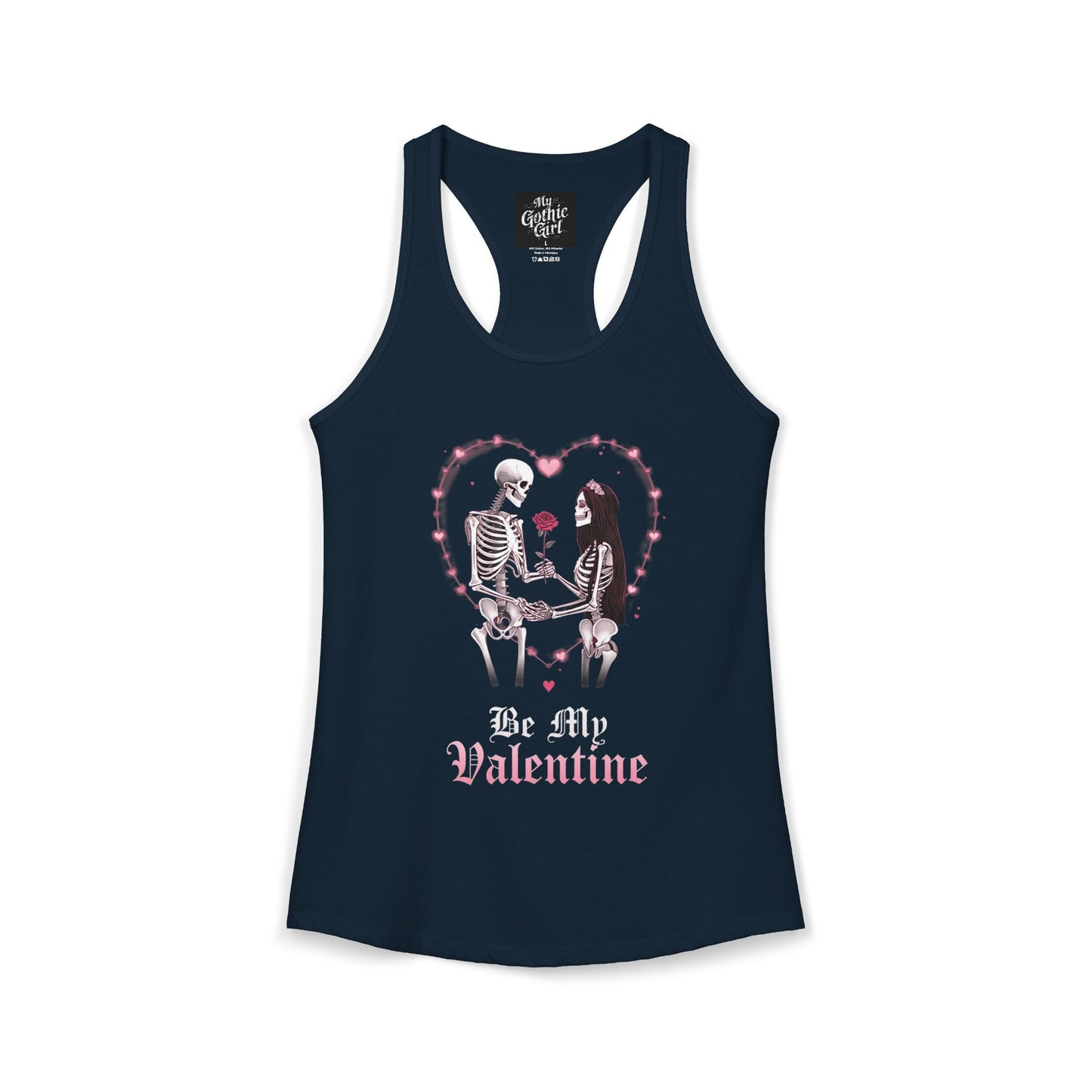 Cute Gothic Skeleton Romance Shirt — Women's Racerback Tank