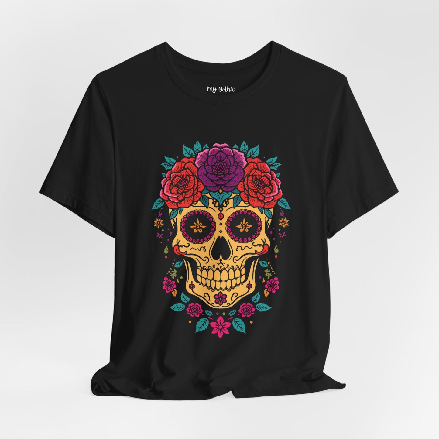 Day of the Dead Sugar Skull Tee — Floral Calavera Graphic T-Shirt