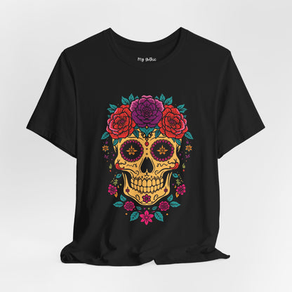 Day of the Dead Sugar Skull Tee — Floral Calavera Graphic T-Shirt