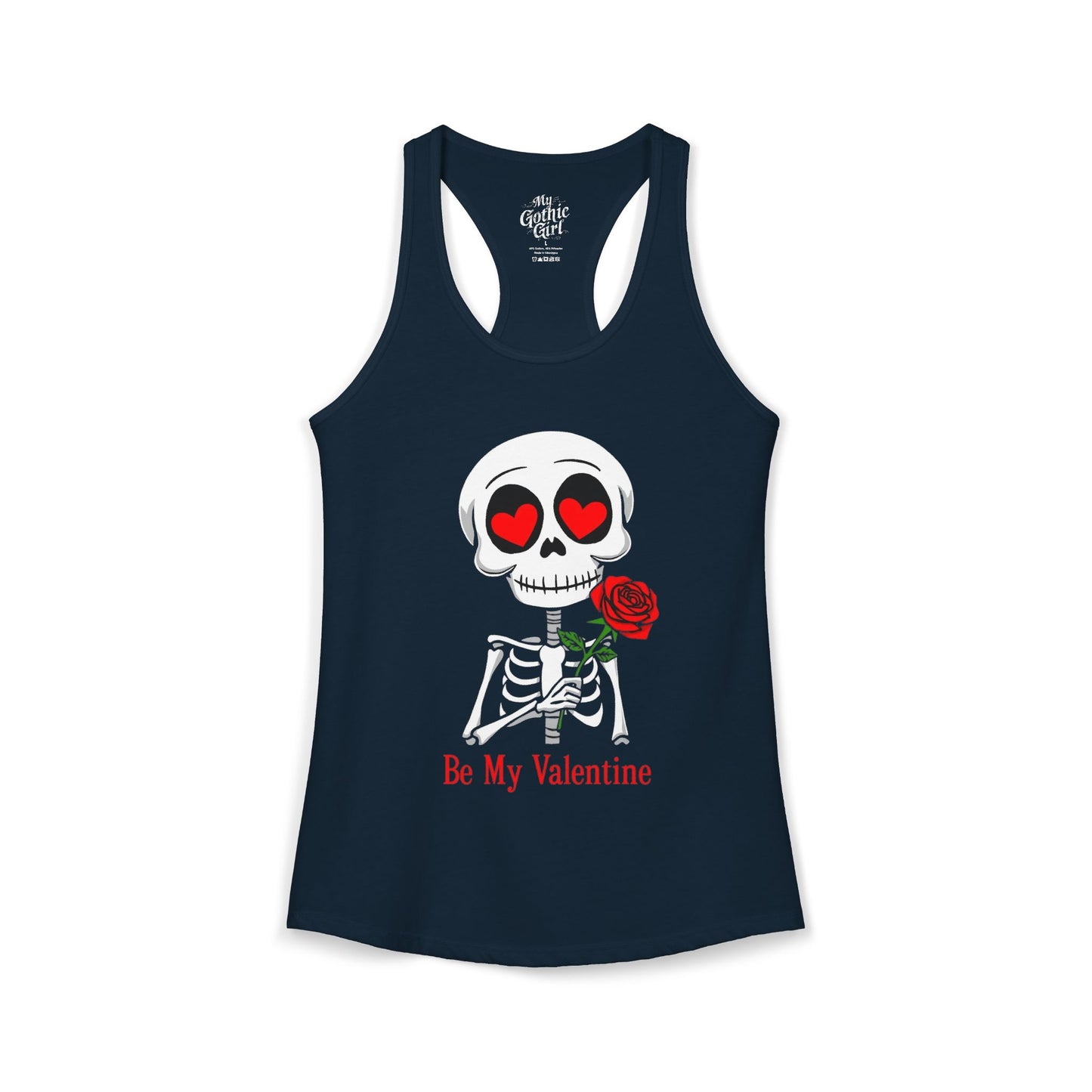Be My Valentine Cute Gothic Skeleton — Women's Racerback Tank Top