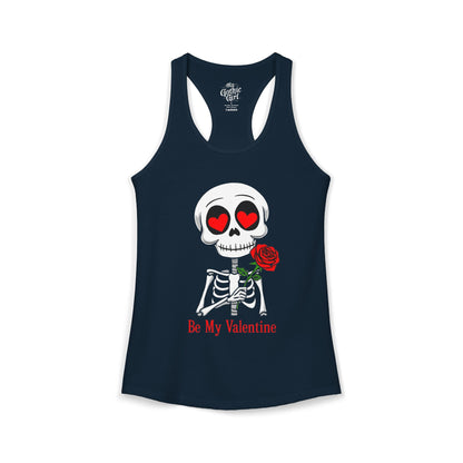 Be My Valentine Cute Gothic Skeleton — Women's Racerback Tank Top
