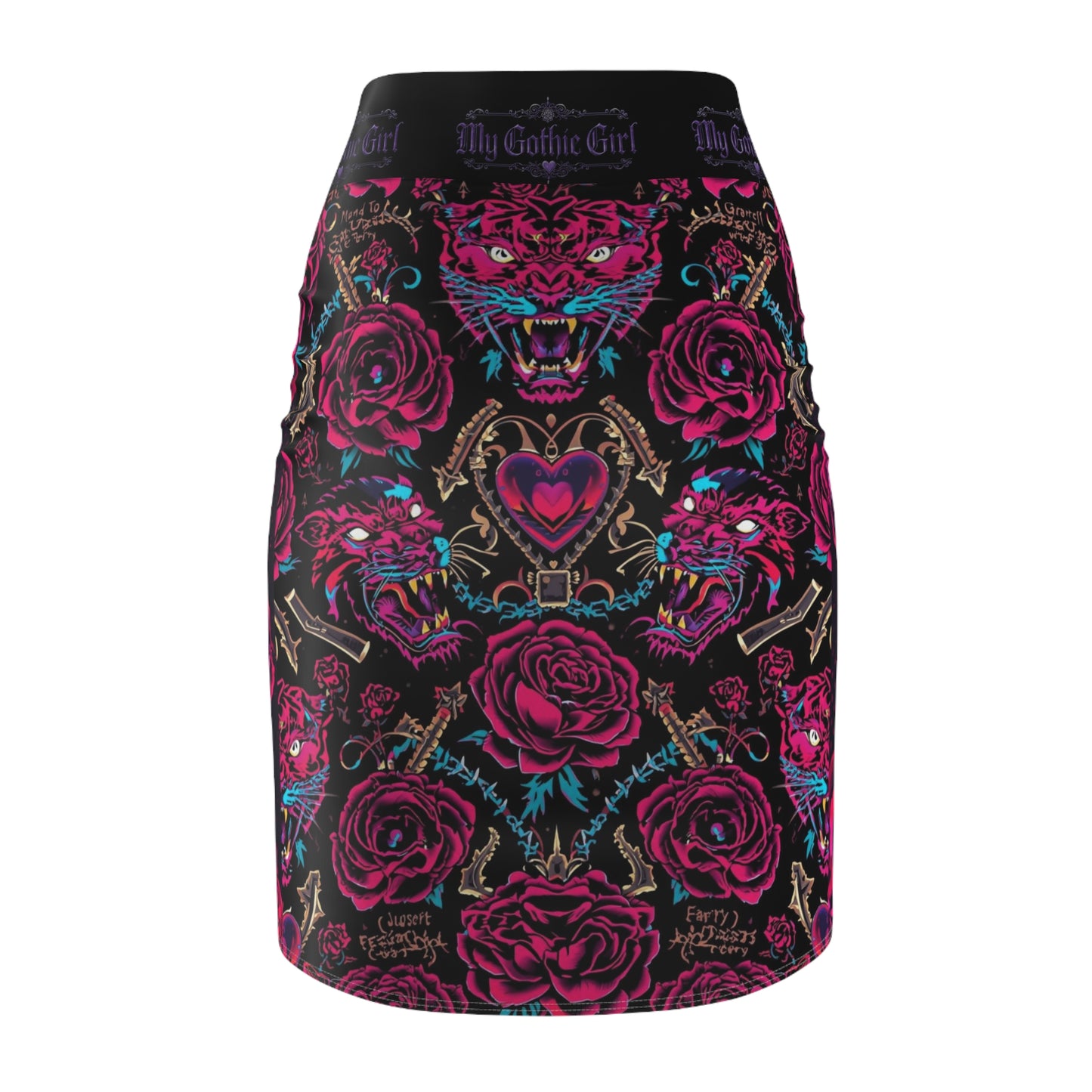 Gothic Rose Pencil Skirt — My Gothic Girl Heart & Tiger Print