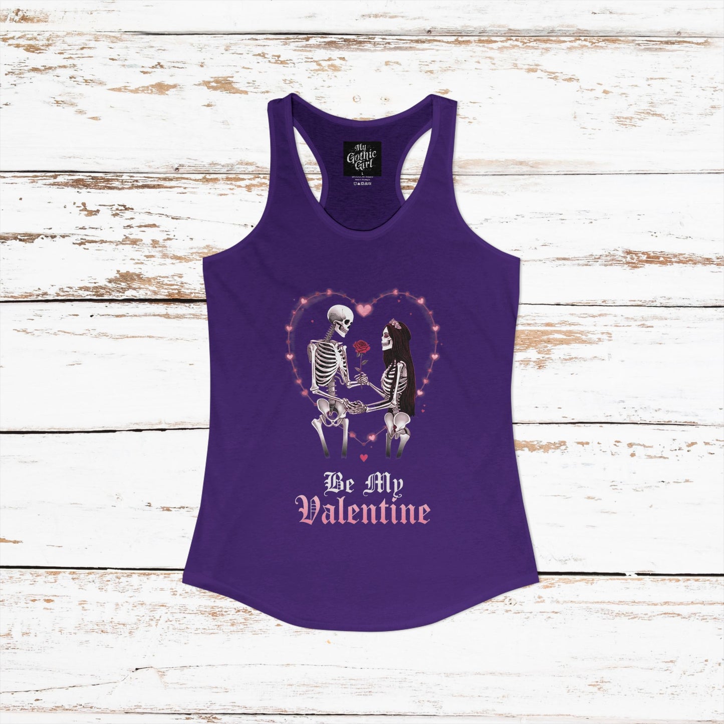Cute Gothic Skeleton Romance Shirt — Women's Racerback Tank