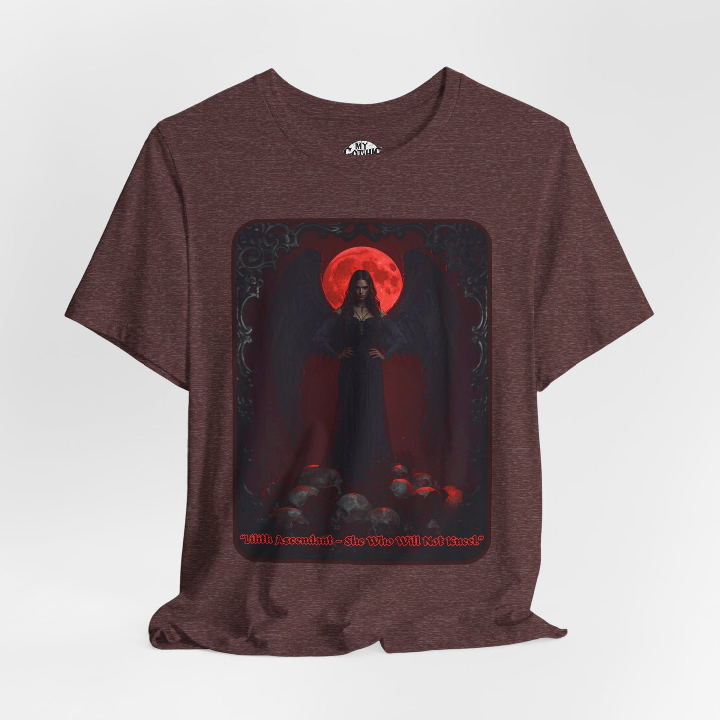 “Lilith Ascendant — She Who Will Not Kneel.” Graphic T-Shirt – Alt Aesthetic Poetic Goth Street-wear